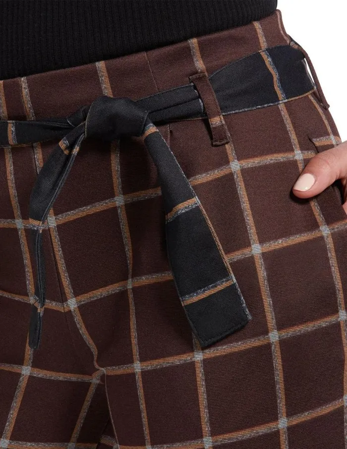 Hue Plaid Wide Leg Leggings Brown Women Trousers