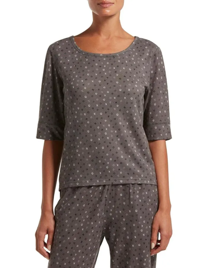 Hue Pop XO Short Sleeve Flowing Tee Castlerock Women Tops