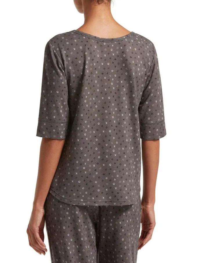 Hue Pop XO Short Sleeve Flowing Tee Castlerock Women Tops