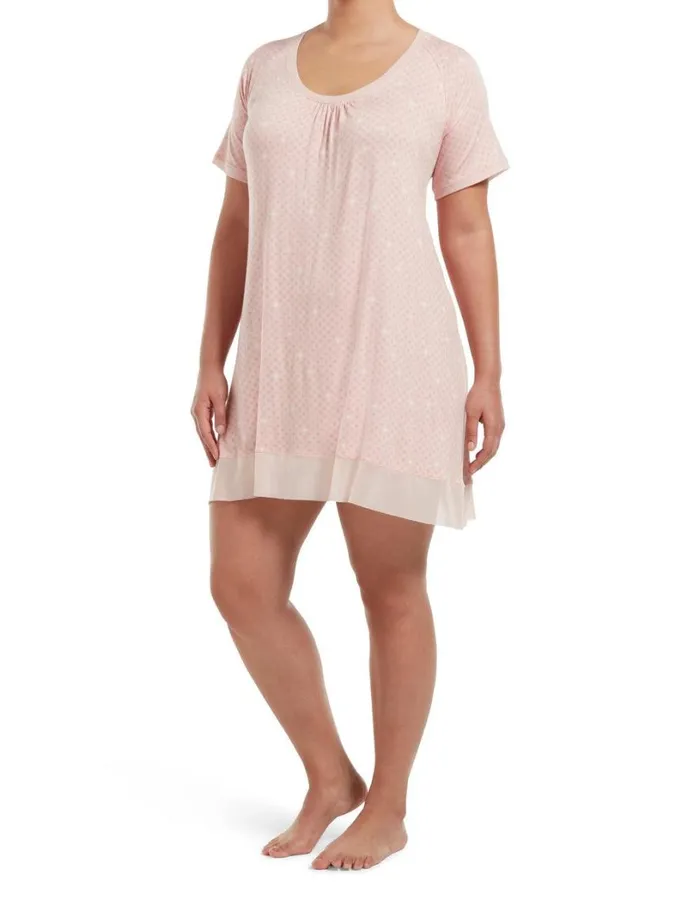 Hue Sleepwell Join The Dots Short Sleeve PJ Gown Calming Rose Women Temperature Control