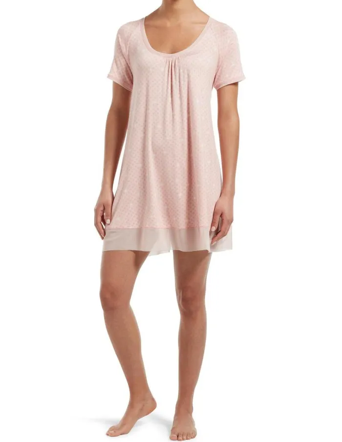 Hue Sleepwell Join The Dots Short Sleeve PJ Gown Calming Rose Women Temperature Control