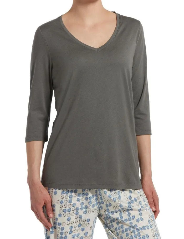 Hue Solid 34 Sleeve VNeck Sleep Tee Castlerock Women TShirts