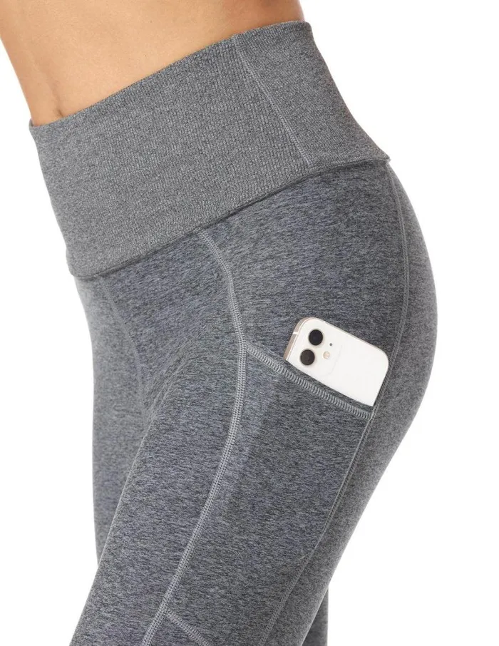 Hue Wide Waistband Hold It Leggings Black Women Knit