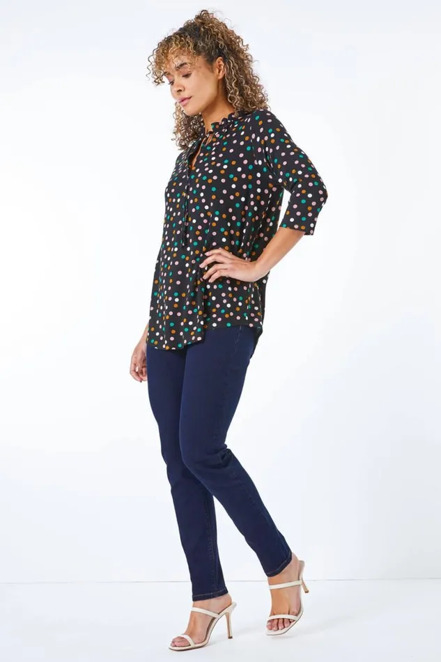 Indigo Petite Stretch Denim Elastic Waist Jegging Women Roman Trousers