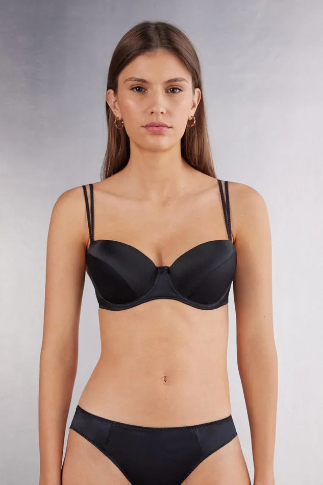 Intimissimi Balconette Women Sofia Natural Lift Balconette Bra In Silk Black 019 8211 Black