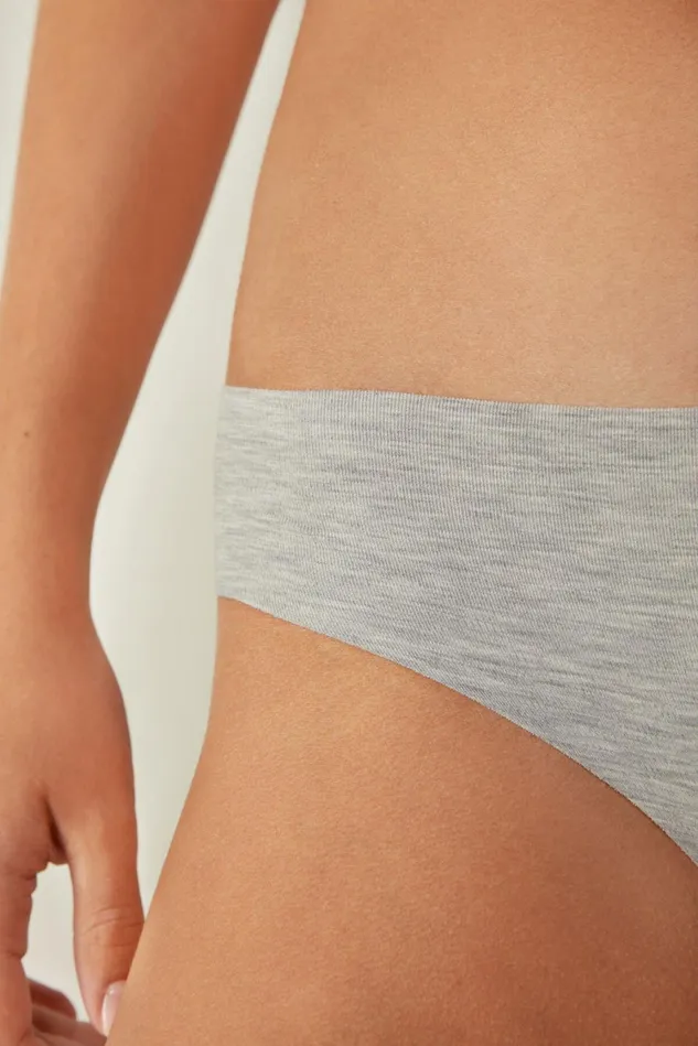 Intimissimi Bikini Panties Women Seamless Cotton Panties Grey 031 8211 Light Heathered Grey