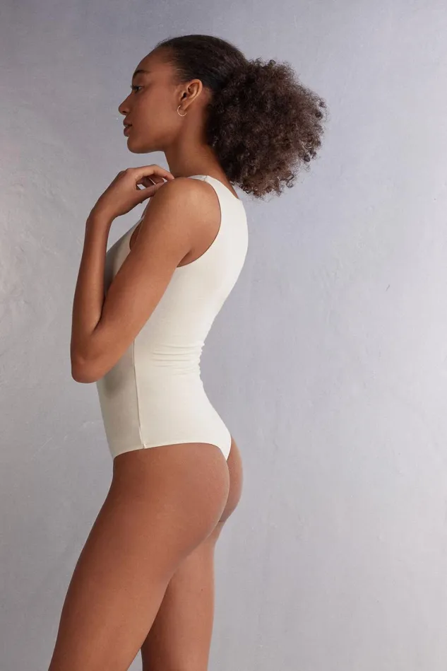 Intimissimi Bodysuits Women Fresh Bamboo Tank Bodysuit Ivory 612i 8211 Vanilla Ivory