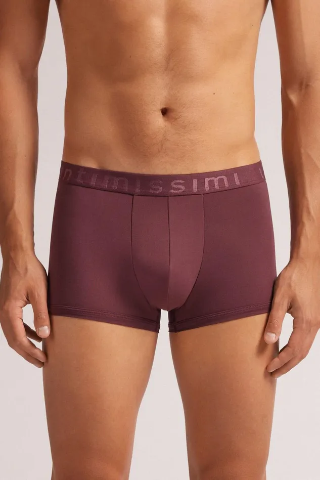 Intimissimi Boxers Men Microfiber Logo Boxer Shorts Burgundy 698j 8211 Red Stone
