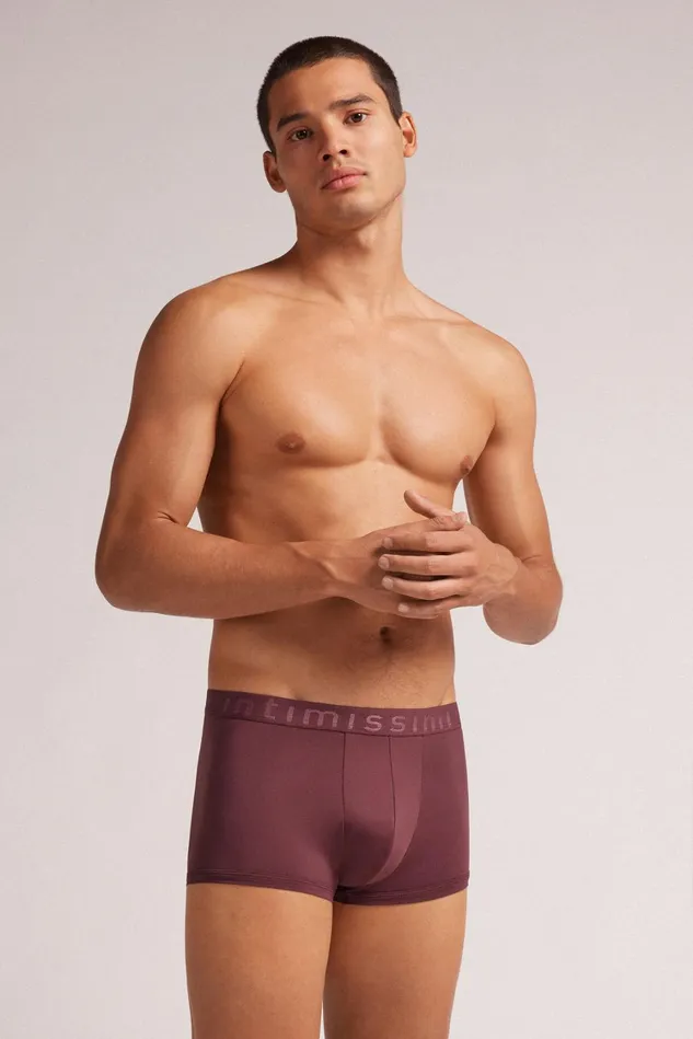 Intimissimi Boxers Men Microfiber Logo Boxer Shorts Burgundy 698j 8211 Red Stone