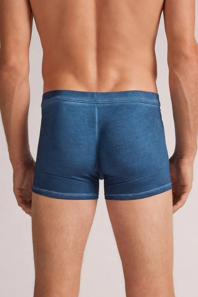Intimissimi Boxers Men Natural Fresh Cotton Boxers Blue 680j 8211 Dark Denim Washed