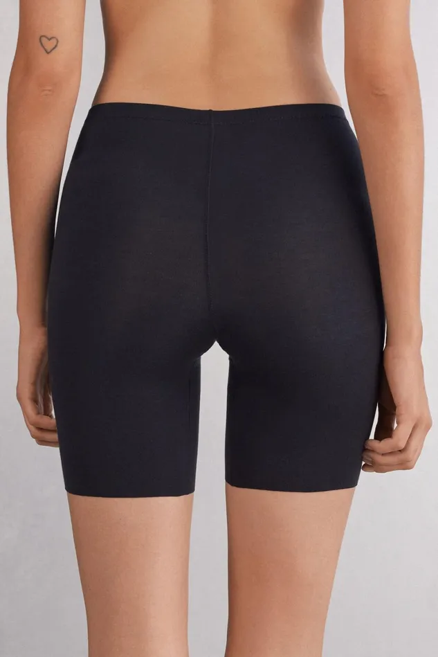 Intimissimi Boyshorts and Hipsters Women Raw Edge Seamless Cotton Shorts Black 019 8211 Black