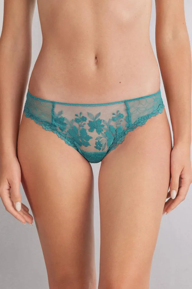 Intimissimi Brazilian Cut Women In Full Bloom Brazilian Blue 654j 8211 Lagoon Blue