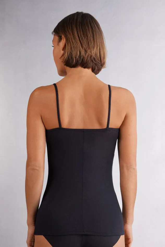 Intimissimi Camisoles Tank Tops Women Modal Ultralight Cashmere Blend Top With Lace Black 019 8211 Black