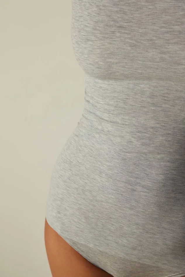 Intimissimi Camisoles Tank Tops Women Raw Edge Round Neck Cotton Tank Top Grey 031 8211 Light Heathered Grey