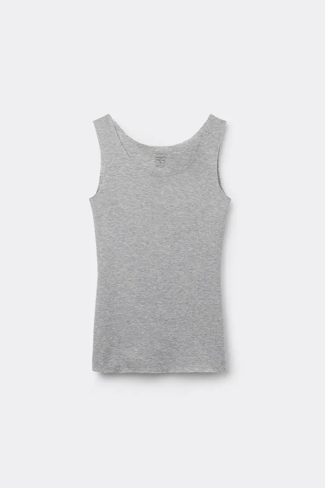 Intimissimi Camisoles Tank Tops Women Raw Edge Round Neck Cotton Tank Top Grey 031 8211 Light Heathered Grey
