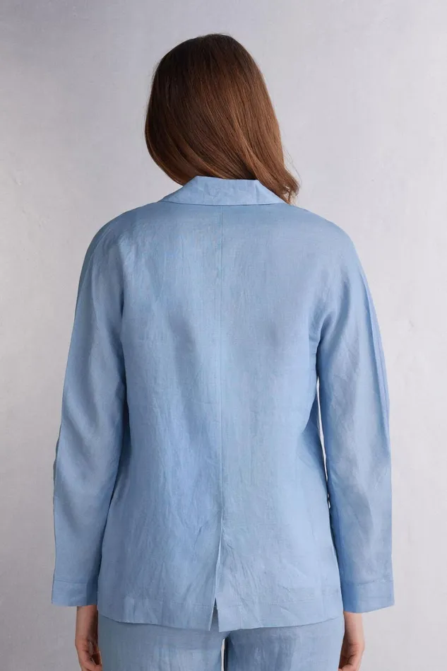 Intimissimi Cardigans Jackets Women Linen Cloth Double Breasted Jacket Light Blue 550j 8211 Dreamy Blue