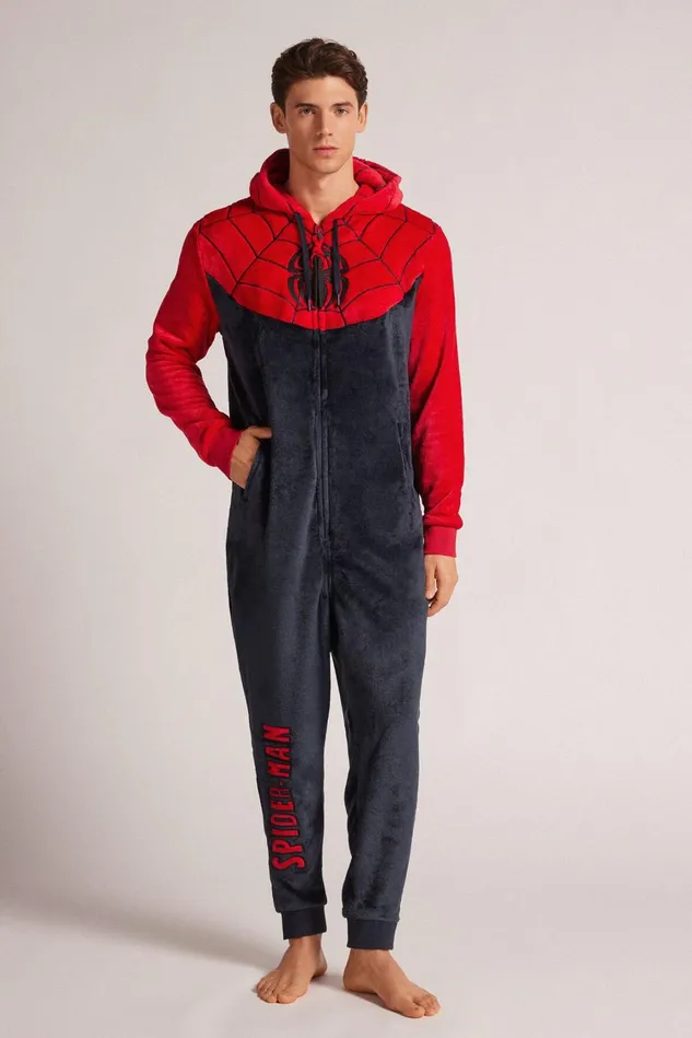 Intimissimi Long Pajamas Men Marvel SpiderMan Terrycloth Coverall Pajamas 724j 8211 Blu Notterosso