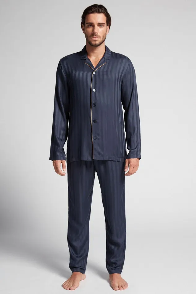 Intimissimi Long Pajamas Men Modal Pajama Set Blue 095i 8211 Blu Scuro