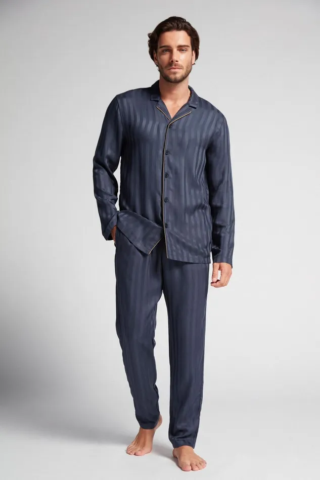 Intimissimi Long Pajamas Men Modal Pajama Set Blue 095i 8211 Blu Scuro