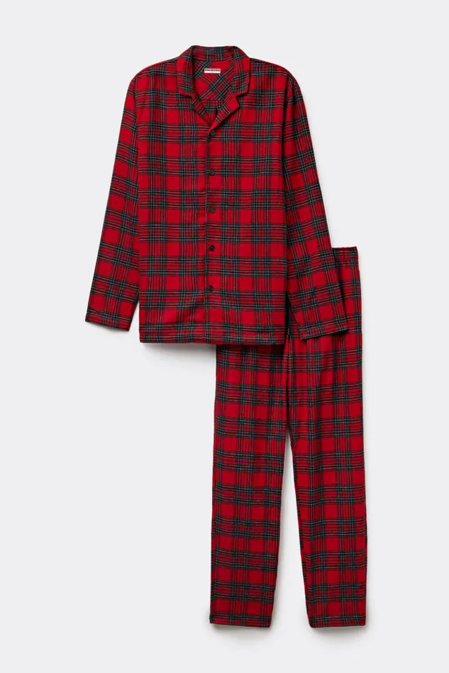 Intimissimi Long Pajamas Men Tartan Brushed Cloth Full Length Pajamas Red 753j 8211 Rosso Intimissimi Tartan Natale
