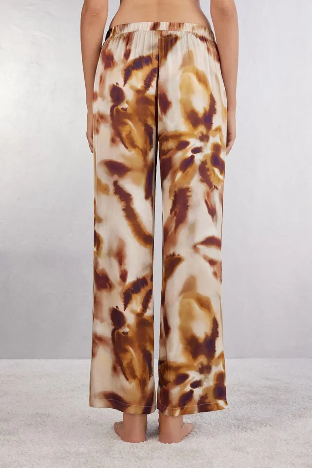 Intimissimi Long Pajamas Women Sun Goes Down Viscose Satin Full Length Pants Beige 663j 8211 Stampa Sun Goes Down