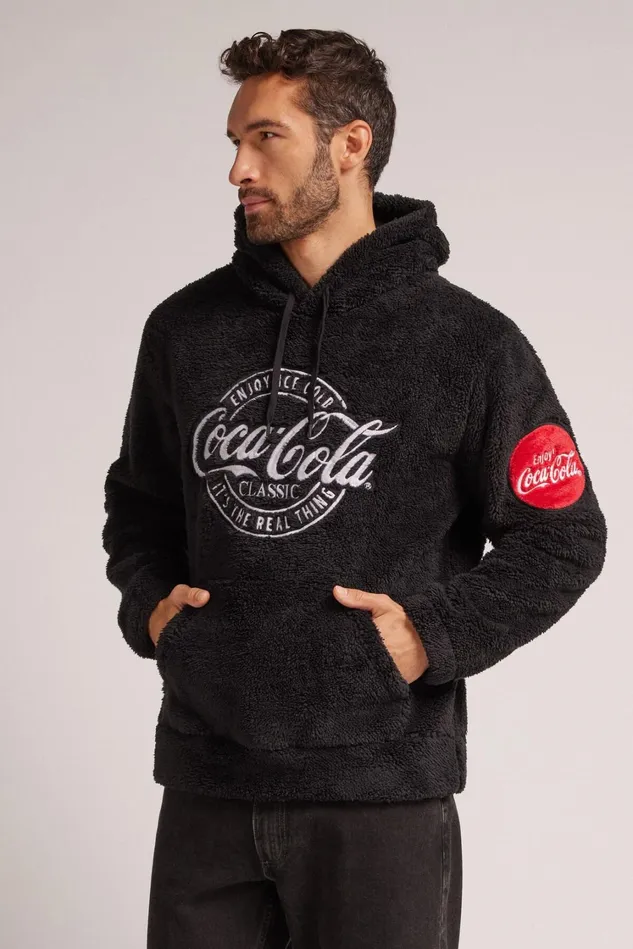 Intimissimi Long Sleeve Tops Men CocaCola Polar Fleece Zip Sweatshirt Black 019 8211 Black