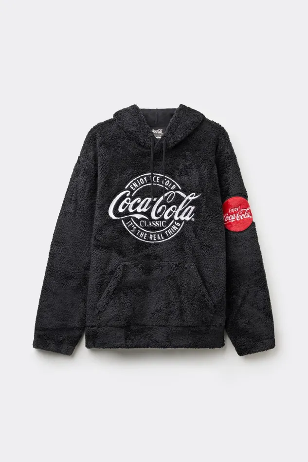 Intimissimi Long Sleeve Tops Men CocaCola Polar Fleece Zip Sweatshirt Black 019 8211 Black