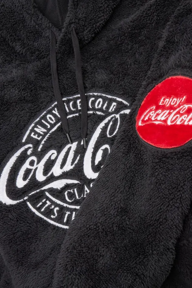 Intimissimi Long Sleeve Tops Men CocaCola Polar Fleece Zip Sweatshirt Black 019 8211 Black