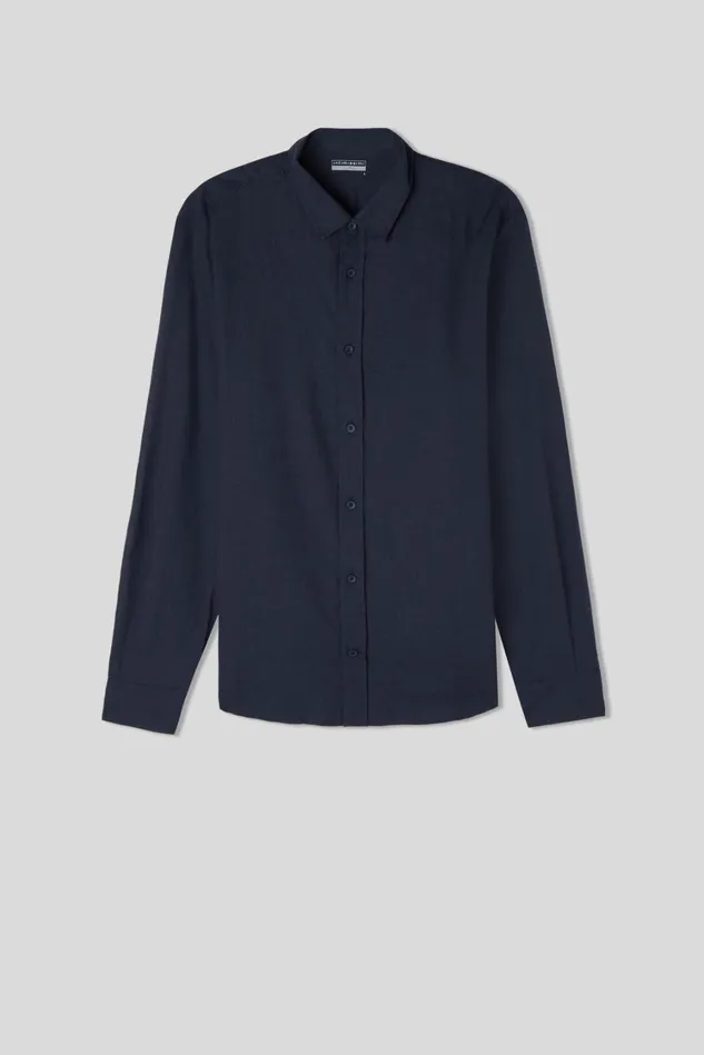Intimissimi Long Sleeve Tops Men Linen And Cotton Shirt Blue 585j 8211 Blu Oceano