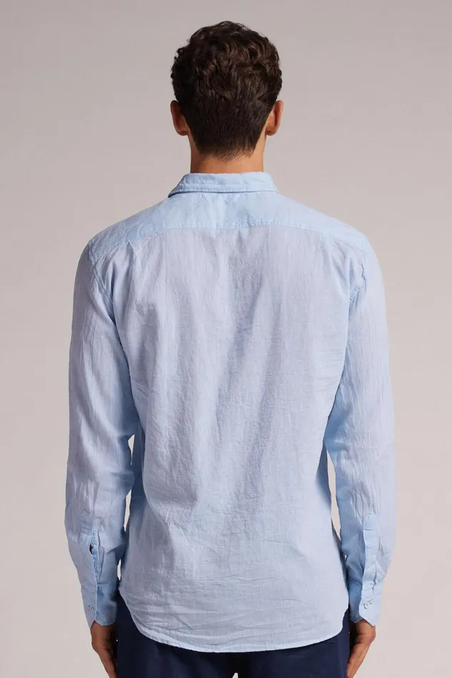 Intimissimi Long Sleeve Tops Men Linen And Cotton Shirt Light Blue 979i 8211 Light Blue