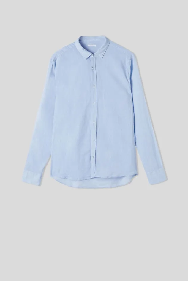Intimissimi Long Sleeve Tops Men Linen And Cotton Shirt Light Blue 979i 8211 Light Blue