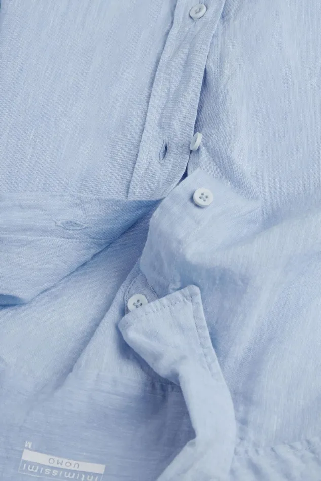 Intimissimi Long Sleeve Tops Men Linen And Cotton Shirt Light Blue 979i 8211 Light Blue