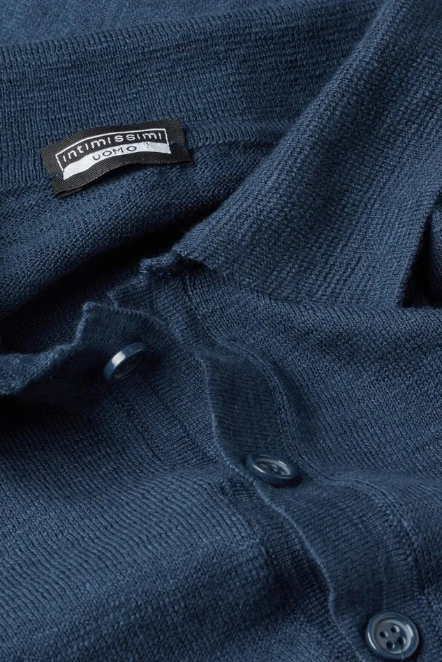 Intimissimi Long Sleeve Tops Men Long Sleeve Knit Polo Blue 556j 8211 Denim