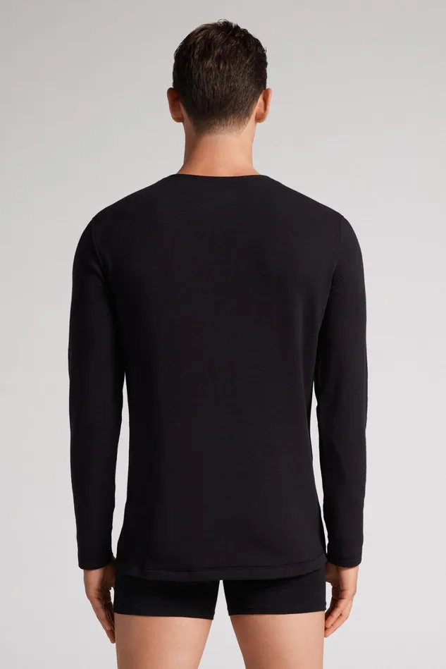 Intimissimi Long Sleeve Tops Men LongSleeve ModalCashmere Top Black 019 8211 Black