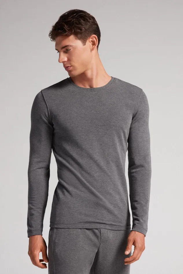 Intimissimi Long Sleeve Tops Men LongSleeve ModalCashmere Top Dark Grey 5227 8211 Heathered Graphite Grey