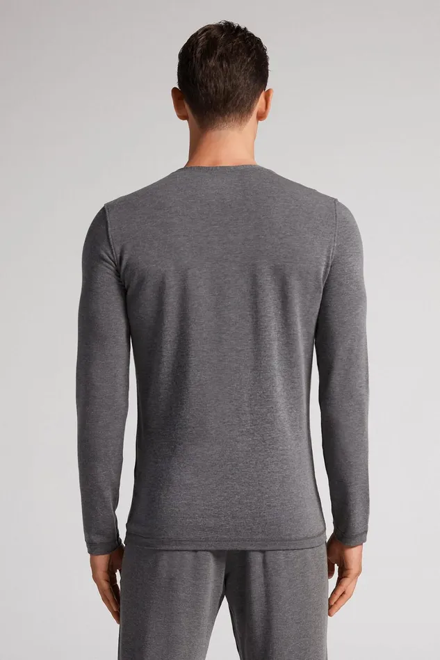 Intimissimi Long Sleeve Tops Men LongSleeve ModalCashmere Top Dark Grey 5227 8211 Heathered Graphite Grey
