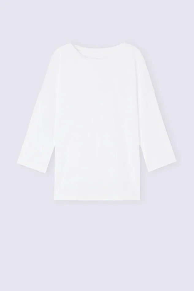 Intimissimi Long Sleeve Tops Women Linen Bateau Neck Top White 001 8211 White