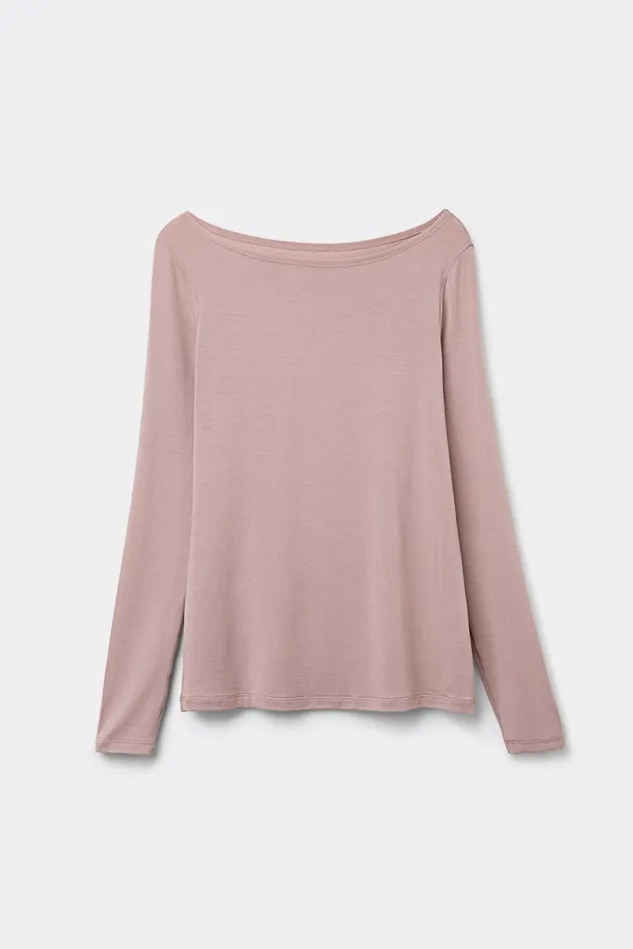 Intimissimi Long Sleeve Tops Women Long Sleeve Bateau Neck Top In Micromodal Pink 011i 8211 Elegant Pink