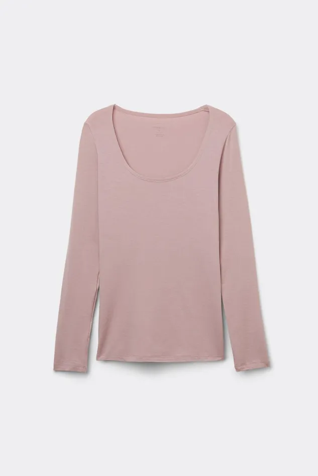 Intimissimi Long Sleeve Tops Women Long Sleeve Scoop Neck Top In MicroModal Pink 011i 8211 Elegant Pink