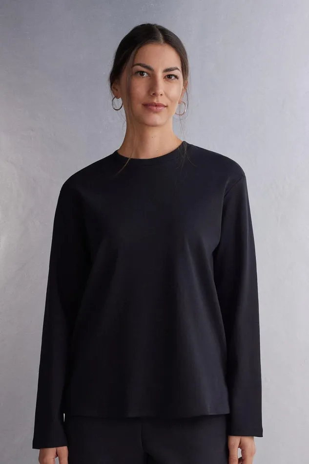 Intimissimi Long Sleeve Tops Women Long Sleeve Top In Cotton Black 019 8211 Black