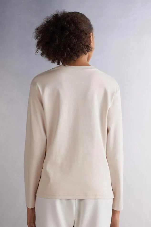Intimissimi Long Sleeve Tops Women Long Sleeve Top In Cotton White 659j 8211 Bianco Polvere