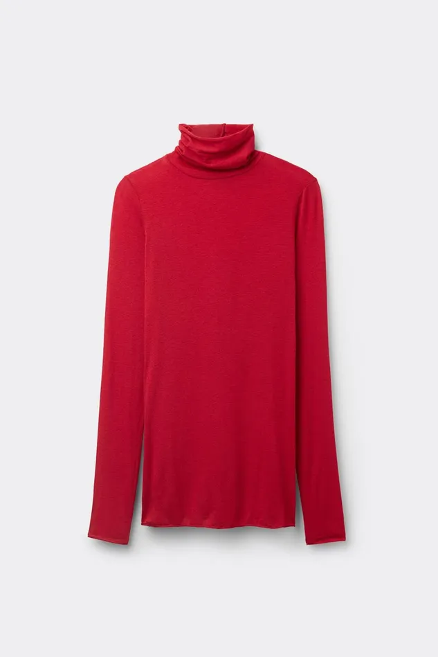 Intimissimi Long Sleeve Tops Women Modal Cashmere Ultralight HighNeck Top Red 1473 8211 Rosso