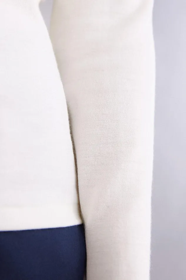 Intimissimi Long Sleeve Tops Women Wool and Cotton Long Sleeve Crewneck Top Ivory 2127 8211 Talc White