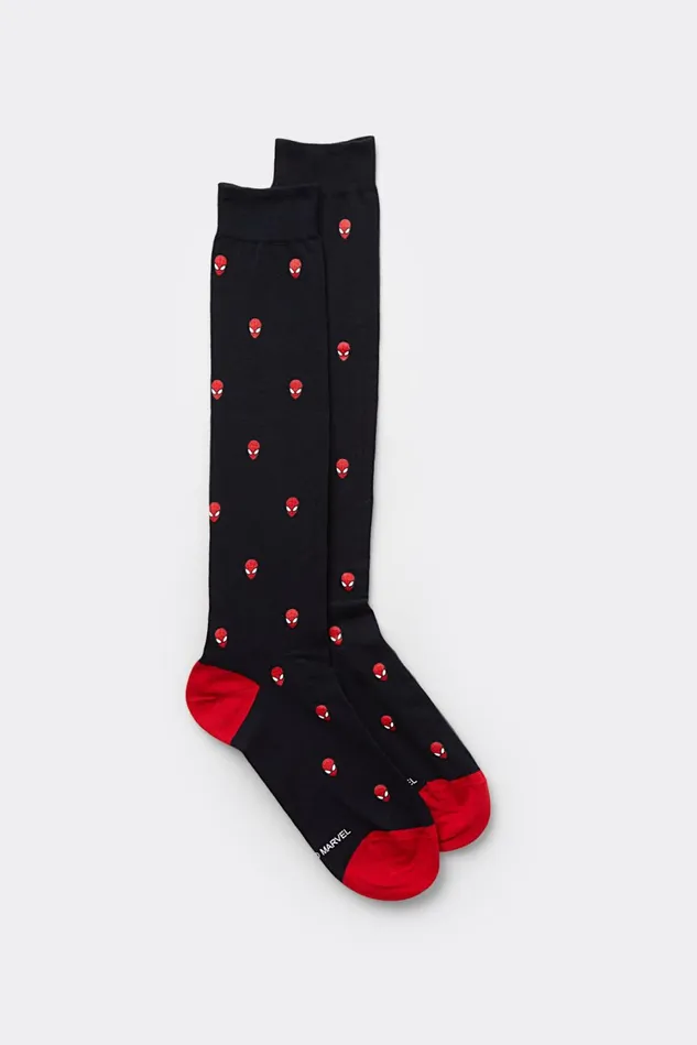 Intimissimi Long Socks Men SpiderMan Marvel Soft Cotton Knee Socks Black 703j 8211 Blu Scuro Stampa Spiderman Intimissimi Long Socks Men SpiderMan Marvel Soft Cotton Knee Socks Black 703j 8211 Blu Scuro Stampa Spiderman