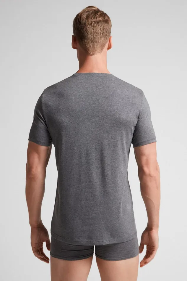 Intimissimi Pajama Separates Men Superior Cotton TShirt Dark Grey 5227 8211 Heathered Graphite Grey