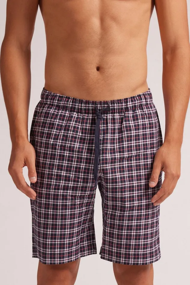 Intimissimi Pants Men Checked Cloth Shorts Blue 668j 8211 Check Blubianco