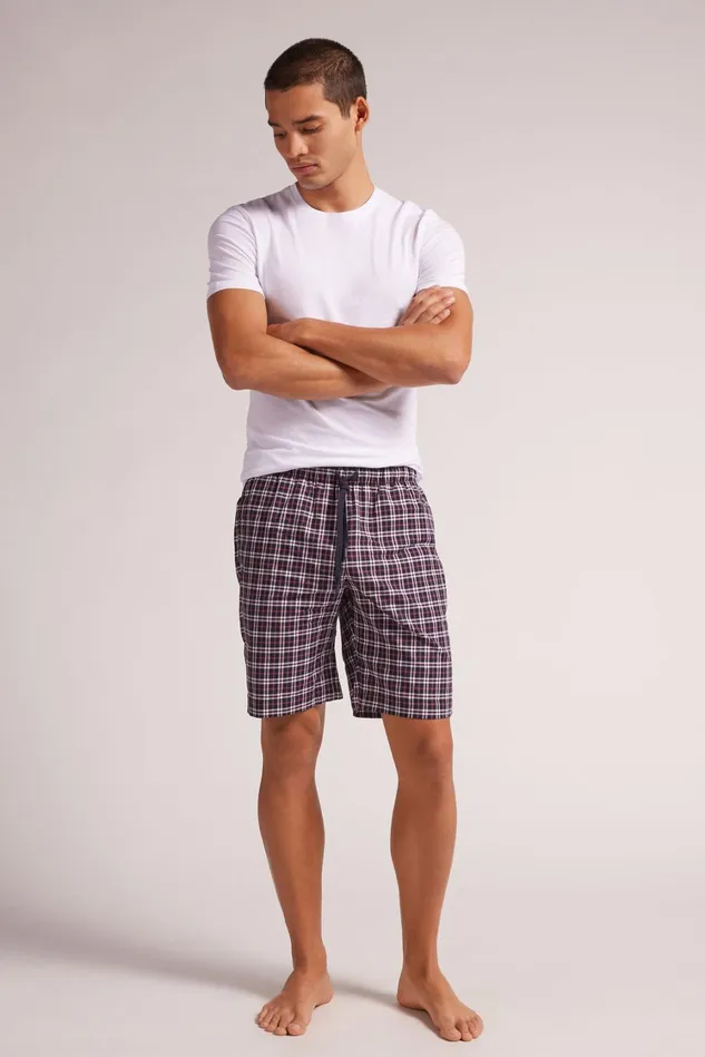 Intimissimi Pants Men Checked Cloth Shorts Blue 668j 8211 Check Blubianco