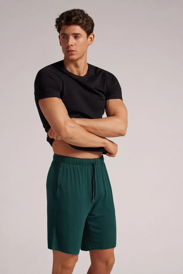 Intimissimi Pants Men Silk And Modal Shorts Green 132j 8211 Verde Scuro