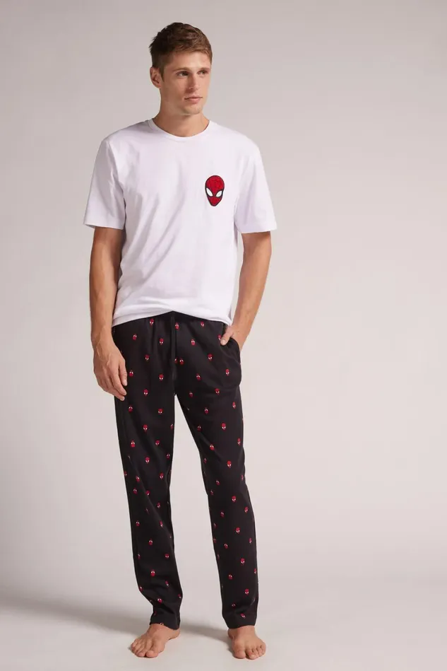 Intimissimi Pants Men SpiderMan Marvel Full Length Cotton Pants Black 689j 8211 Nero Stampa Spiderman