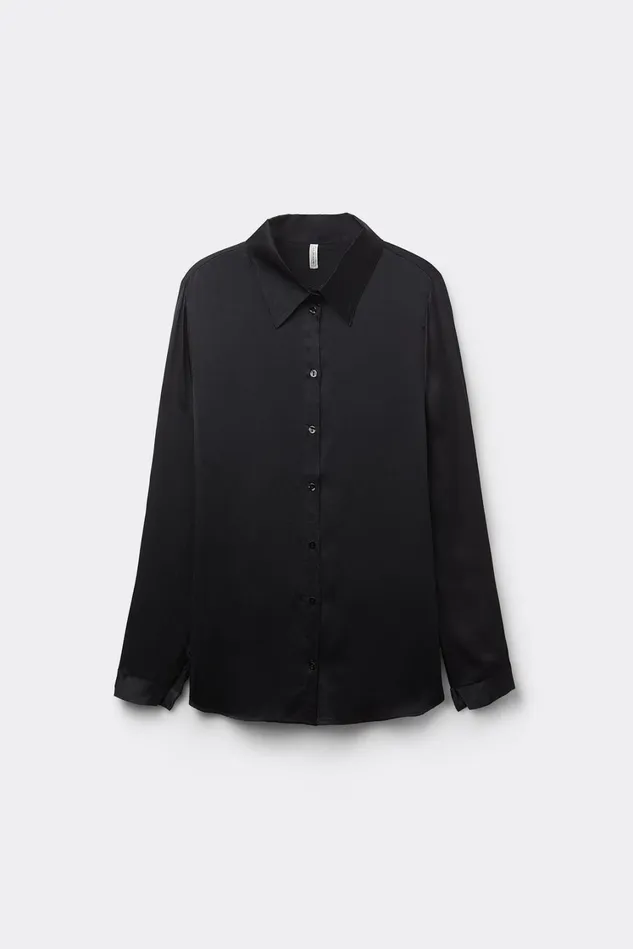 Intimissimi Shirts Women Long Sleeve Silk Shirt Black 019 8211 Black